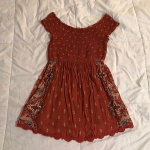 Altar'd State orange floral flowy shirt